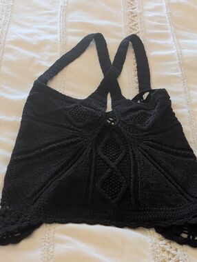 smitten Black Crochet Camisole Tank